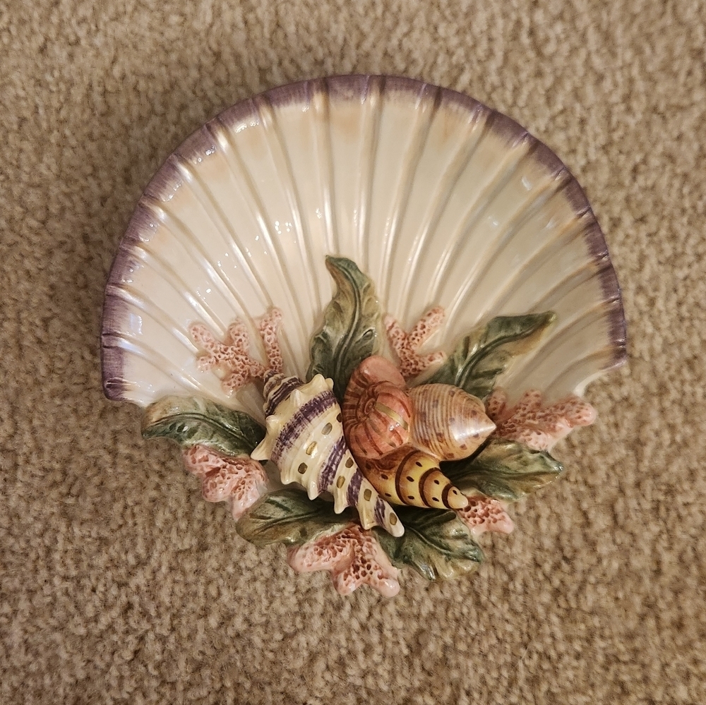 VTG Fitz And Floyd‎ Oceana Classic Hand Painted Shell Bowl Wall Hanging